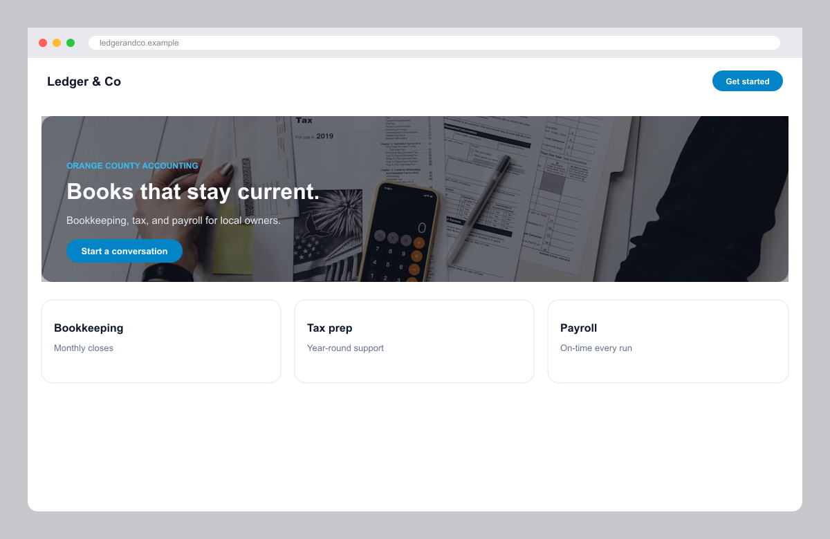 Accounting firm website mockup