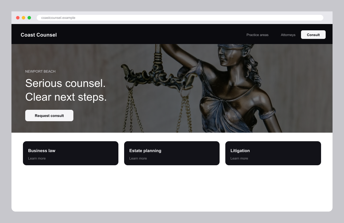Law firm website mockup